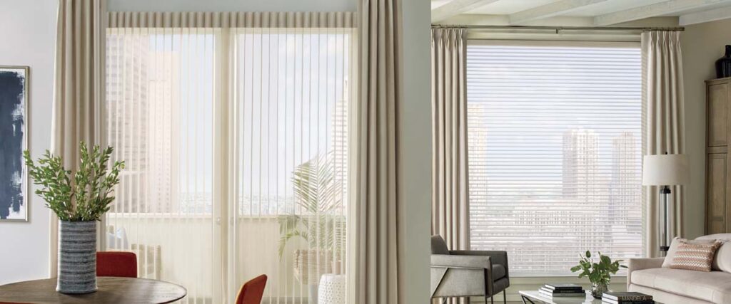 Luminette Sheer Panels and Silhouette Sheer Shades with Custom Draperies